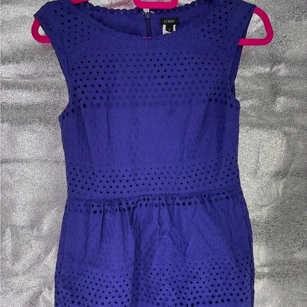 J. Crew Purple Eyelet Cotton A-Line Dress